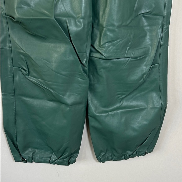 Anthropologie Pilcro Faux Leather Soft Parachute Pants Dark Green Sz S NEW - Picture 7 of 15